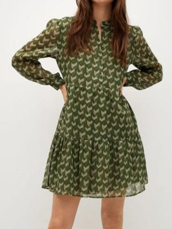 Geometric Green Midi Dress – Mango, Size 2 - Picture 4 of 5